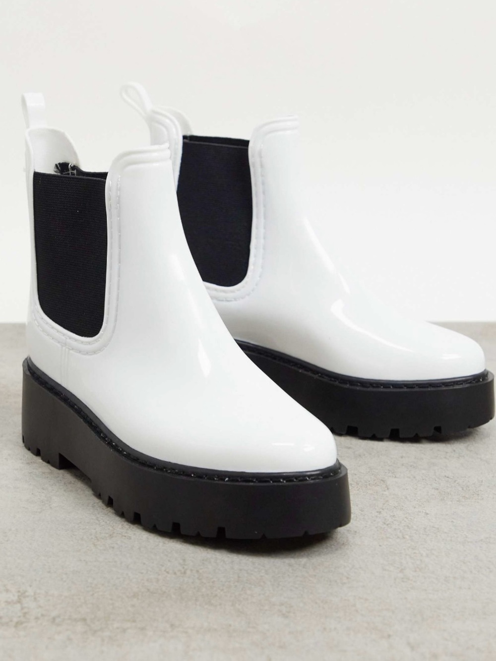ASOS White Platform Plastic Chelsea Boots Size 8